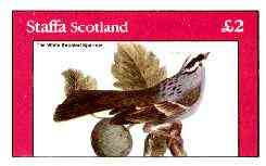 Staffa 1982 Birds #73 (White Throated Sparrow) imperf deluxe sheet (£2 value) unmounted mint, stamps on birds 