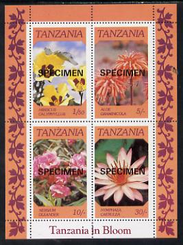 Tanzania 1986 Flowers  m/sheet overprinted SPECIMEN unmounted mint (as SG MS 478), stamps on , stamps on  stamps on flowers