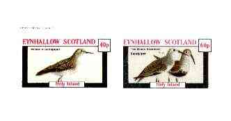 Eynhallow 1982 Birds #34 (Sandpipers) imperf set of 2 values unmounted mint, stamps on birds   