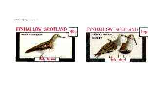 Eynhallow 1982 Birds #34 (Sandpipers) imperf set of 2 values unmounted mint, stamps on birds