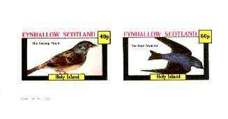 Eynhallow 1982 Birds #35 (Swamp Finch & Barn Swallow) imperf set of 2 values unmounted mint, stamps on birds   