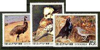 North Korea 1988 Bicentenary of Australia perf set of 3 (Birds) unmounted mint, SG N2793-95*, stamps on , stamps on  stamps on birds, stamps on emu, stamps on kookaburra