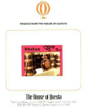 Bhutan 1988c Handcrafts & Antiquities 3.0nu imperf proof on House of Questa card, prepared for use but never issued, rare archive item, stamps on , stamps on  stamps on crafts, stamps on antiques, stamps on artefacts