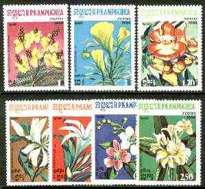 Kampuchea 1984 Flowers complete set of 7 unmounted mint, SG 549-55*, stamps on flowers, stamps on scots, stamps on scotland