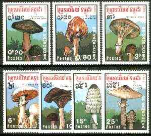 Kampuchea 1989 Fungi complete set of 7 unmounted mint, SG 993-99*, stamps on , stamps on  stamps on fungi