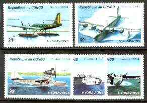 Congo 1994 Flying Boats & Sea Planes set of 5 unmounted mint*, stamps on aviation, stamps on short, stamps on cant, stamps on flying boats, stamps on martin