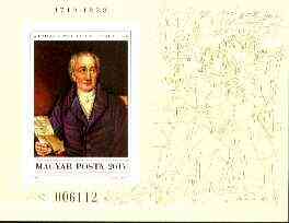 Hungary 1982 Goethe Death Anniversary unmounted mint imperf miniature sheet Mi Bl 161B, stamps on , stamps on  stamps on personalities, stamps on  stamps on literature, stamps on  stamps on poetry, stamps on  stamps on death, stamps on  stamps on masonics, stamps on  stamps on masonry