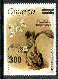 Guyana 1985-89 Orchids Series 2 plate 56 (Sanders Reichenbachia) 300c on 75c unmounted mint, additionally optd for Int Labour Day, SG 2627, stamps on orchids, stamps on flowers, stamps on  ilo , stamps on 