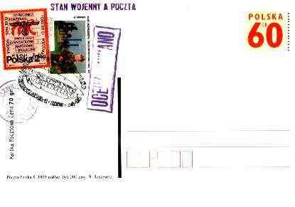 Poland 1999 War & the Post 60gr post card in pristine unused condition, stamps on postal, stamps on battles