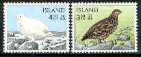 Iceland 1965 Charity (Ptarmigans) set of 2 unmounted mint, SG 419-20, stamps on , stamps on  stamps on birds, stamps on ptarmigans