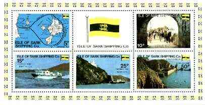 Isle of Sark Shipping Co perf sheetlet containing set of 6 (Map, Flag Ships, etc) unmounted mint, stamps on , stamps on  stamps on ships, stamps on flags, stamps on maps