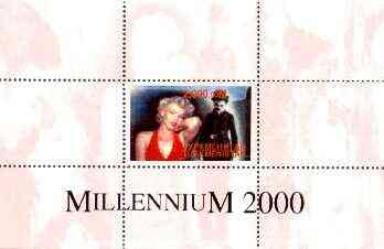 Turkmenistan 1999 Millennium Personalities (Marilyn & Chaplin) perf souvenir sheet unmounted mint, stamps on personalities, stamps on marilyn monroe, stamps on cinema, stamps on entertainments, stamps on chaplin, stamps on , stamps on millennium, stamps on comedy