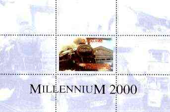 Turkmenistan 1999 Millennium Transport (Railways, Concorde & Buses) perf souvenir sheet unmounted mint, stamps on , stamps on  stamps on railways, stamps on concorde, stamps on buses, stamps on aviation, stamps on millennium