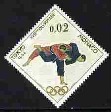 Monaco 1964 Judo 2c unmounted mint from Olympic Games diamond shaped set, SG 809*, stamps on , stamps on  stamps on judo, stamps on  stamps on martial arts, stamps on  stamps on olympics, stamps on  stamps on diamond