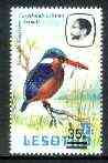 Lesotho 1986-88 Malachite Kingfisher Provisional 35s on 25s (1982 issue) unmounted mint with 'small s' variety, SG 720a, stamps on , stamps on  stamps on birds, stamps on kingfisher