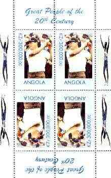 Angola 1999 Great People of the 20th Century - Lee Trevino (Golfer) perf sheetlet of 4 (2 tete-beche pairs) unmounted mint, stamps on , stamps on  stamps on sport, stamps on  stamps on golf, stamps on  stamps on millennium, stamps on  stamps on personalities