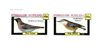 Eynhallow 1982 Birds #36 (Waxwing & Nuthatch) imperf set of 2 values unmounted mint, stamps on birds, stamps on nuthatch, stamps on waxwing