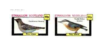 Eynhallow 1982 Birds #36 (Waxwing & Nuthatch) imperf set of 2 values unmounted mint, stamps on , stamps on  stamps on birds, stamps on nuthatch, stamps on waxwing