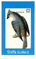 Staffa 1982 Crested Tit imperf deluxe sheet (£2 value) unmounted mint, stamps on birds, stamps on tit