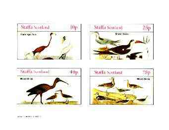 Staffa 1982 Birds #74 (Flamingo, Ibis & Mixed Birds) imperf set of 4 values unmounted mint, stamps on birds