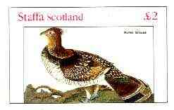 Staffa 1982 Birds #74 (Ruffed Grouse) imperf deluxe sheet (Â£2 value) unmounted mint, stamps on , stamps on  stamps on birds, stamps on grouse, stamps on game