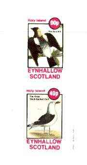 Eynhallow 1982 Birds #41 (Boblink & Gull) imperf set of 2 values unmounted mint, stamps on birds, stamps on gull