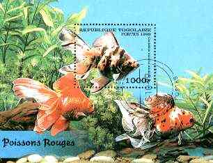 Togo 1999 Fish perf miniature sheet fine cto used, stamps on fish