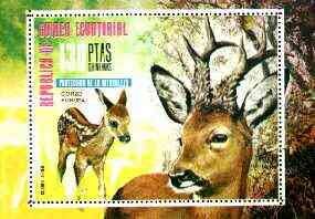 Equatorial Guinea 1976 European Animals (Deer) perf m/sheet fine cto used, MI BL 230, stamps on animals, stamps on deer