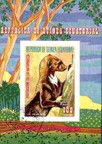 Equatorial Guinea 1977 South American Animals (Otter) imperf m/sheet fine cto used, MI BL 274, stamps on animals, stamps on otter