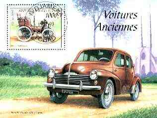 Chad 1999 Vintage Cars (Renault) perf m/sheet fine cto used, stamps on cars, stamps on renault, stamps on 