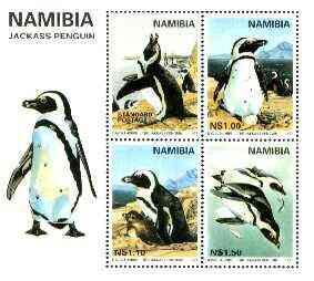 Namibia 1997 WWF - Endangered Species - Penguins perf m/sheet (without WWF logo) unmounted mint, SG MS 717, stamps on birds, stamps on wwf, stamps on penguins, stamps on polar, stamps on  wwf , stamps on 