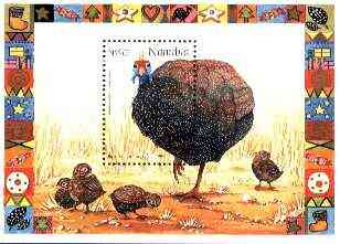 Namibia 1997 Christmas (Guinea Fowl) perf m/sheet unmounted mint, SG MS 748, stamps on birds, stamps on game, stamps on christmas
