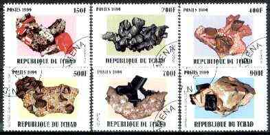 Chad 1999 Minerals complete set of 6 values fine cto used*, stamps on , stamps on  stamps on minerals