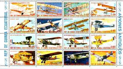 Equatorial Guinea 1974 (?) History of Aviation set of 16 cto used, stamps on aviation