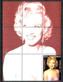 Laos 1999 Great People of the 20th Century (Marilyn Monroe) perf souvenir sheet unmounted mint, stamps on , stamps on  stamps on music, stamps on entertainments, stamps on marilyn monroe, stamps on films, stamps on cinema, stamps on personalities, stamps on millennium