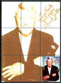 Laos 1999 Great People of the 20th Century (Frank Sinatra) perf souvenir sheet unmounted mint, stamps on music, stamps on entertainments, stamps on sinatra, stamps on films, stamps on cinema, stamps on personalities, stamps on millennium, stamps on jazz