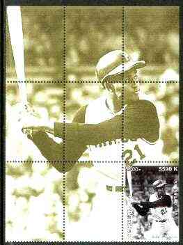 Laos 1999 Great People of the 20th Century (Roberto Clemente - Baseball) perf souvenir sheet unmounted mint, stamps on personalities, stamps on sport, stamps on baseball, stamps on millennium