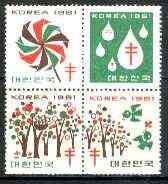 Korea 1961 Anti TB label se-tenant block of 4 (Korean National Tuberculosis Association) unmounted mint, stamps on cinderella, stamps on tb, stamps on diseases, stamps on medical, stamps on 