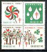 Korea 1961 Anti TB label se-tenant block of 4 (Korean National Tuberculosis Association) unmounted mint, stamps on , stamps on  stamps on cinderella, stamps on tb, stamps on diseases, stamps on medical, stamps on 