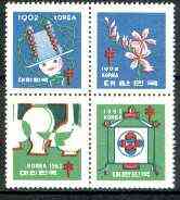 Korea 1962 Anti TB label se-tenant block of 4 (Korean National Tuberculosis Association) unmounted mint, stamps on , stamps on  stamps on cinderella, stamps on tb, stamps on diseases, stamps on medical, stamps on 