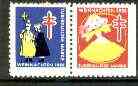Cinderella - Germany 1955 Christmas TB seal se-tenant pair (Carol Singers & Fairy), stamps on cinderella, stamps on christmas, stamps on tb, stamps on diseases, stamps on medical, stamps on music