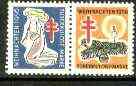 Cinderella - Germany 1956 Christmas TB seal se-tenant pair (Angel playinginstrument & candle) unmounted mint, stamps on , stamps on  stamps on cinderella, stamps on christmas, stamps on tb, stamps on diseases, stamps on medical, stamps on music, stamps on angels, stamps on candles