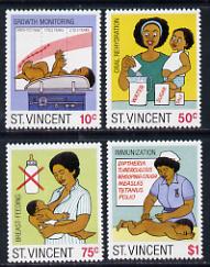 St Vincent 1987 Child Health set of 4 unmounted mint SG 1049-52, stamps on children, stamps on medical, stamps on nurses, stamps on clocks