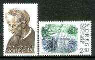 Norway 1987 Birth Cent of Fartein Valen (composer) set of 2 fine unmounted mint SG 1008-09, stamps on music, stamps on composers