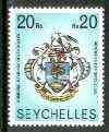 Seychelles 1977 Def 20r value featuring Coat of Arms unmounted mint, SG 419A, stamps on heraldry, stamps on arms