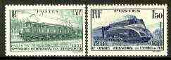 France 1937 1st Railway Congress, Paris set of 2 mounted mint SG 572-73, stamps on , stamps on  stamps on railways