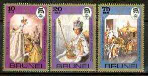 Brunei 1978 25th Anniversary of Coronation set of 3 unmounted mint SG 267-69*, stamps on , stamps on  stamps on royalty