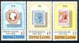 Sierra Leone 1979 Cent Rowland Hill  set of 3 unmounted mint SG 618-20, stamps on , stamps on  stamps on stamp on stamp, stamps on rowland hill, stamps on  stamps on stamponstamp, stamps on  stamps on stamponstamp