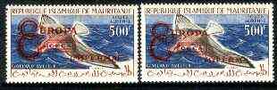 Mauritania 1962 Slender-billed gull 500f optd Europa with types I & II (both unmounted) opts on SG 148, stamps on birds, stamps on europa