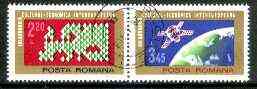 Rumania 1974 Inter-European Cultural and Economic Co-operation se-tenant set of two fine used SG 4072-73, stamps on europa, stamps on maps, stamps on space:economics